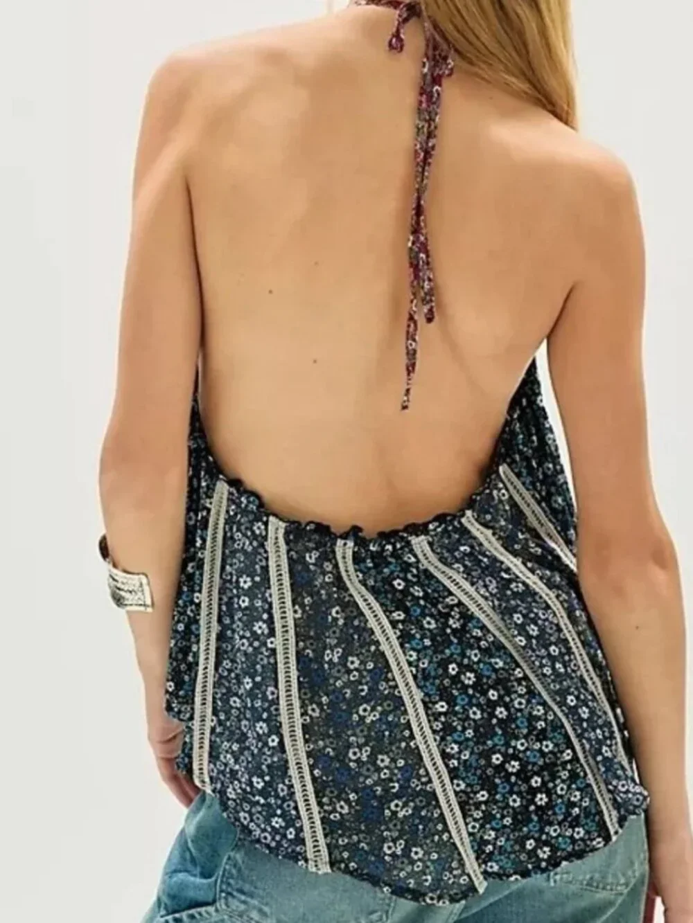 NWT Free People Costa Printed Tank in Midnight Combo